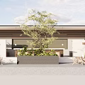 Modern Roof Garden With Circular Seating Stone Feature And Mountain River View