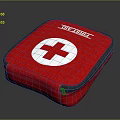 Red Essential First Aid Kit With White Cross Symbol And Zipper Design 3d model
