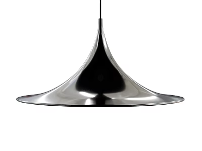 Modern Metallic Pendant Light With Sleek Conical Chrome Smooth Surface Design 3d model