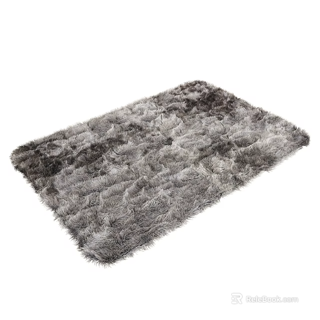 Soft Fluffy Gray Square Rug With Textured Plush Surface For Home Decor 3d model 