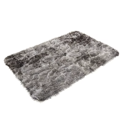 Soft Fluffy Gray Square Rug With Textured Plush Surface For Home Decor 3d model
