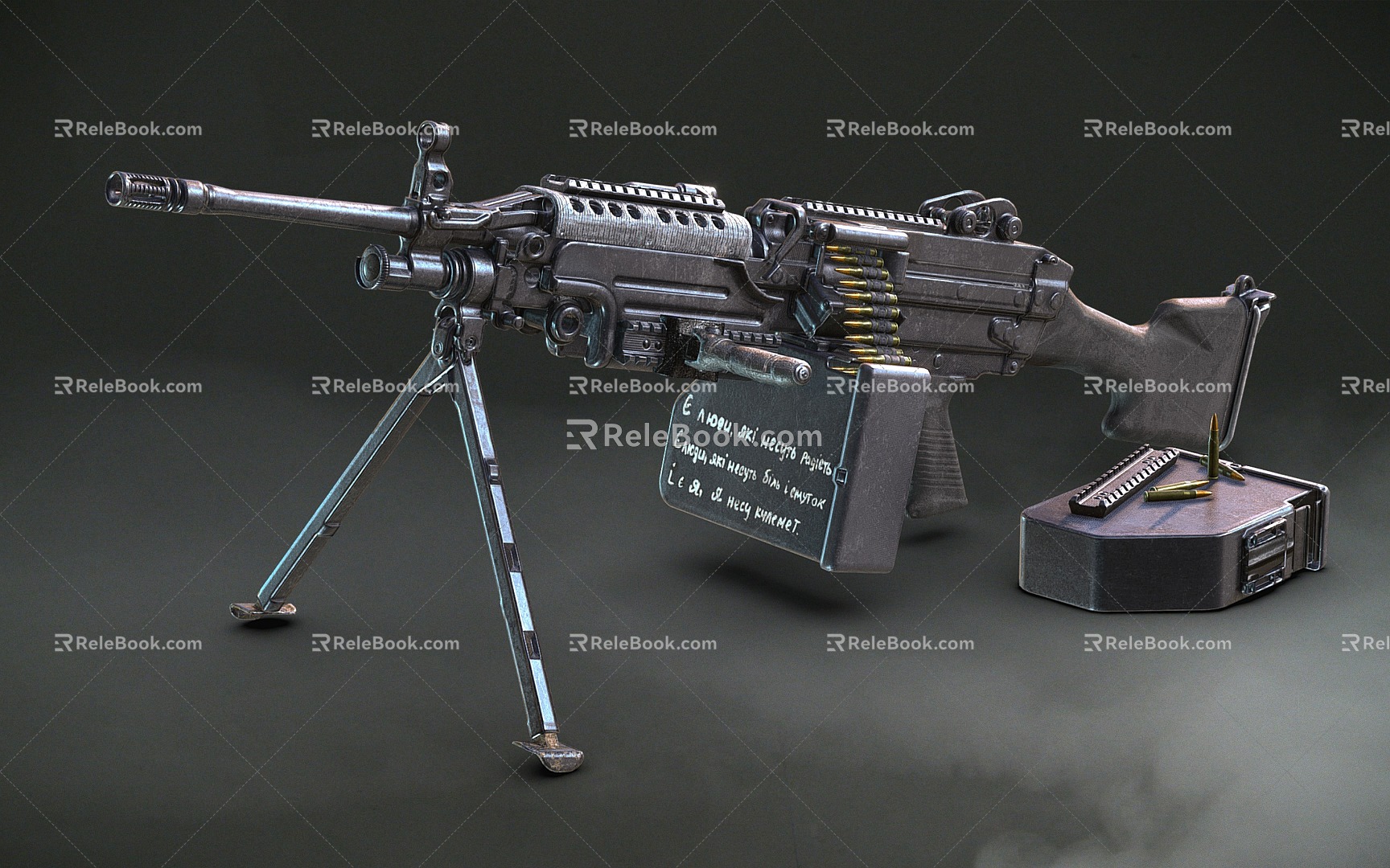 M249 machine gun machine gun fully automatic weapon 3d model