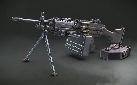 M249 machine gun machine gun fully automatic weapon 3d model