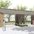 Modern gate residential area gate head landscape sentry box gate machine 3d model