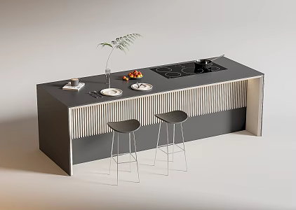 Modern Western Kitchen Bar Counter Nakajima Sink Bar Chair 3d model