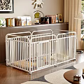 White Modular Metal Pet Cage with Secure Bars for Indoor Home Use