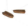 Two Vintage Wooden Boats With Handcrafted Structure And Empty Interior Design