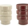 Set Of Modern Stackable Beige And Maroon Stools With Speckled Surface Design 3d model