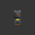 Futuristic Sci-Fi Weapon With Vibrant Blue Orange Gray Hues And Mechanical Barrel Design
