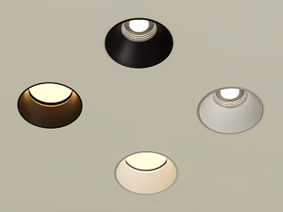 Modern Downlights and Spotlights with Black Brown White Beige Colors for Home Ceiling Lighting 3d model