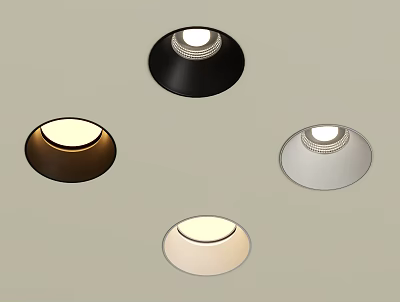 Modern Downlights and Spotlights with Black Brown White Beige Colors for Home Ceiling Lighting 3d model