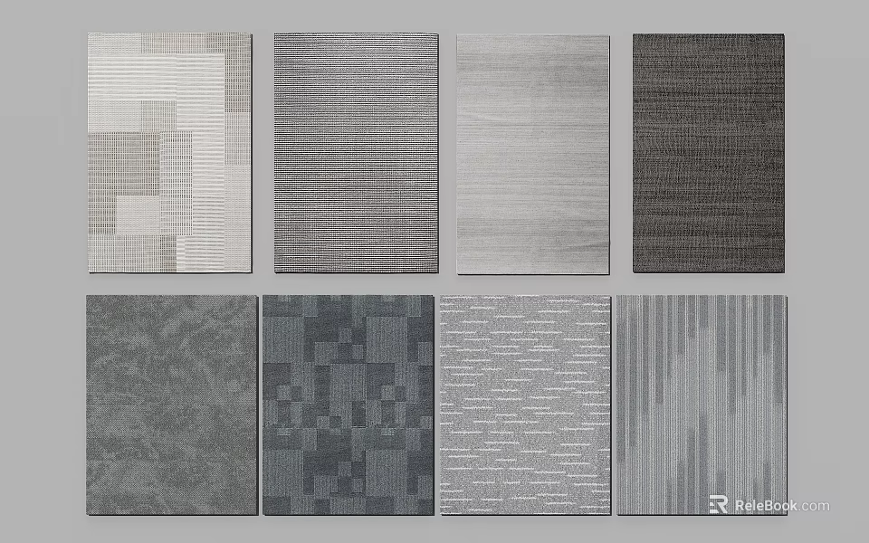 Modern Square Rugs With Different Textured Patterns And Neutral Tones For Home Interiors 3d model 