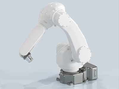 Industrial Equipment Automated Robotic Arm With White Body And Metal Base 3d model