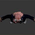 3D Character Model With Pink Hair Navy School Blazer Pleated Skirt White Socks And Shoes
