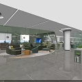 Modern Lounge Area Interior Design With Green Sofa Round Rug Plants And Bookshelf