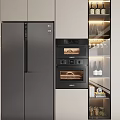 Modern Kitchen With LG Refrigerator Built In Ovens And Illuminated Cabinets