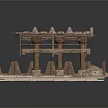 Ancient Ruined Architectural Model With Multi Level Platforms Columns And Stone Ruins