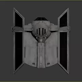 Detailed Black Starfighter Model With Open Cockpit And Metallic Shiny Exterior Design