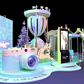Vibrant Exhibition Display With Decorative Camera Christmas Tree Mini Carousel And Smartphone