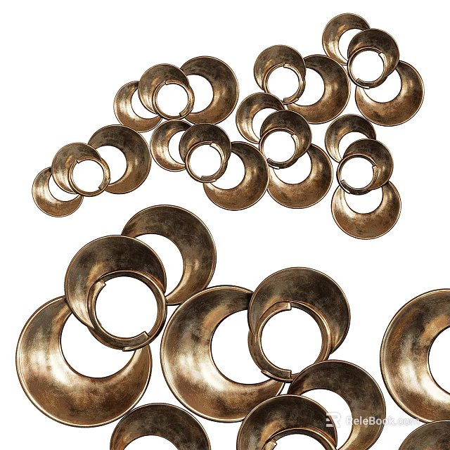 Modern Metal Circular Wall Decor With Layered Rings And Shiny Finish 3d model 
