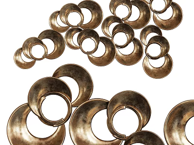 Modern Metal Circular Wall Decor With Layered Rings And Shiny Finish 3d model