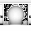 Chinese Traditional Wooden Antique Shelf With Arch Design Decorative Vases Tea Sets And Collectibles