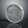 Ancient Stone Circular Daily Life Item With Cracked Surface And Carved Pattern