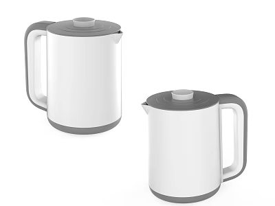 White Electric Kettles With Gray Handles For Daily Household Use 3d model