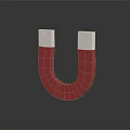 Modern Red And White Horseshoe Magnet Decorative Ornament Set On Black Background With Reflection