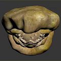 Mythical Fantasy Game Character Yellow Stone Sculpture With Bearded Face And Crown Ornaments