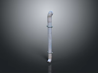Curved Metal Industrial Pipe Featuring Mounting Rings Vertical Support Structure 3d model