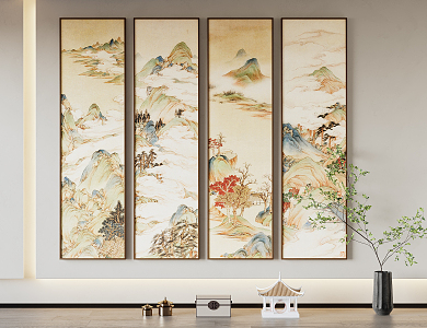 New Chinese Landscape Painting Decorative Painting Hanging Painting 3d model