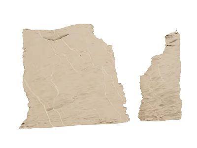 Two Brown Rock Samples With White Textured Surfaces And Natural Cracks 3d model