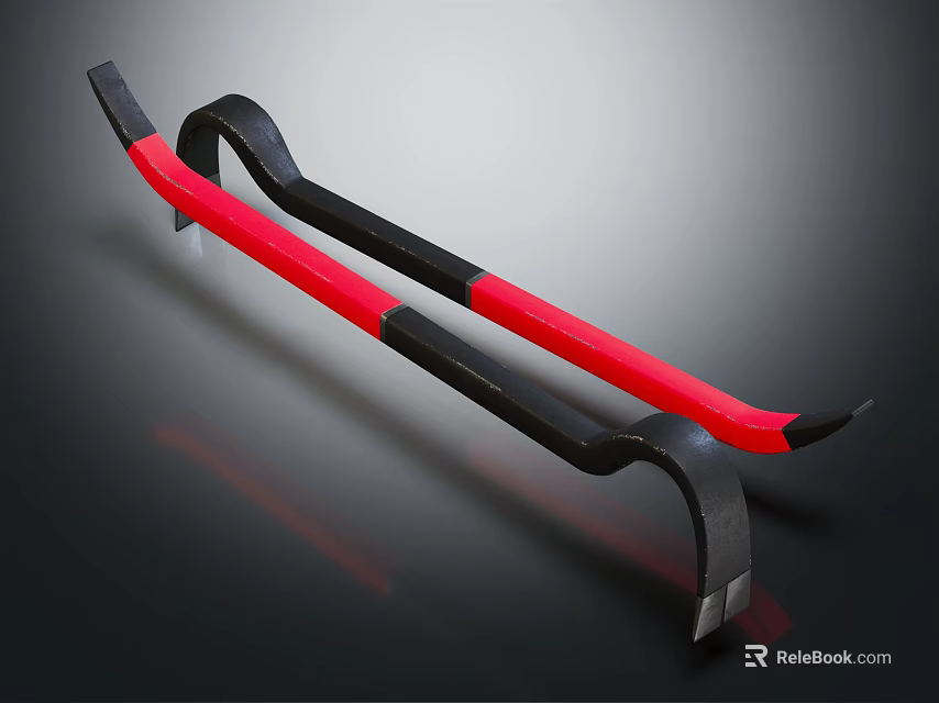Heavy Duty Black And Red Pry Bars For Construction And Demolition Work 3d model 