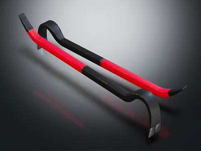 Heavy Duty Black And Red Pry Bars For Construction And Demolition Work 3d model