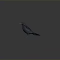 Black bird standing with spread wings against gray background setting 3d model