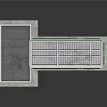 Gas Station Building Featuring Green Solar Panel Roof Red Brick Walls And Fuel Pumps