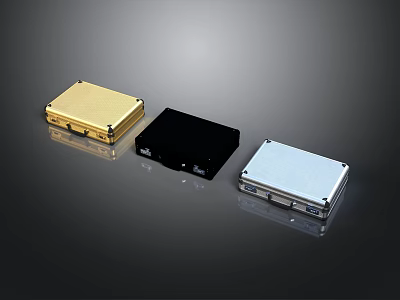 Modern Furniture With Gold Black Silver Metal Storage Boxes And Sleek Design 3d model