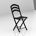Black Folding Chair With Simple Backrest Design And Sturdy Support Frame 3d model