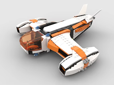 Orange And White Building Blocks Spaceship With Transparent Cockpit And Wings 3d model Orange And White Building Blocks Spaceship With Transparent Cockpit And Wings 3d model