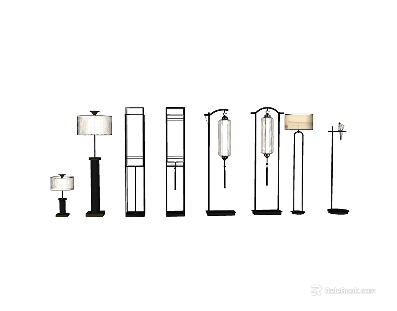 Modern Lighting Combinations With Floor Lamps Table Lamps And Pendant Styles 3d model 