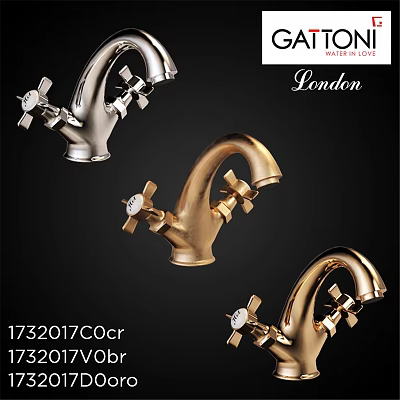 Elegant Gold And Silver Faucets With Cross Handles Classic Design For Home Bathroom And Kitchen 3d model