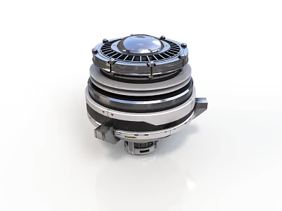 Shiny Silver Metallic Industrial Equipment With Circular Multi layer Structure And Gears 3d model