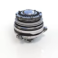 Shiny Silver Metallic Industrial Equipment With Circular Multi layer Structure And Gears
