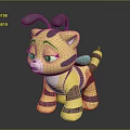 Adorable Cartoon Cat Character With Bee Antennae Yellow Purple Stripes And Wings