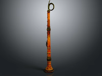 Ornate Long Household Decorative Piece With Circular Handle And Textured Design 3d model