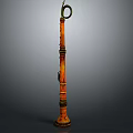 Ornate Long Household Decorative Piece With Circular Handle And Textured Design