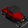 Red Vintage Pickup Truck With Classic Black Top And Silver Wheels