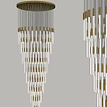 Modern Layered Cone Shaped Chandelier With White Glass And Gold Accents For Interior Decor