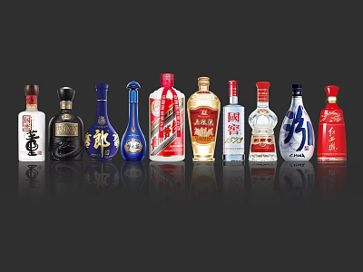 Famous Liquor Top Ten Famous Liquor Maotai Wuliangye Yanghe Xifeng Glass Bottle White Wine Bottle Wine Bottle Liquor Bottle Packaging 3d model